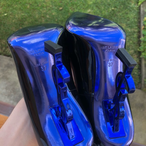 **SOLD** Saint Laurent YSL Opyum 110 Patent Heels Blue Black 37 - Picture 6 of 8